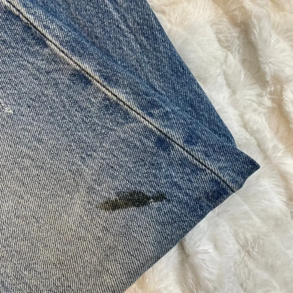 Vintage Levis 501XX 38x28 Distressed Button Fly Straight Leg Jeans Blue USA 1995